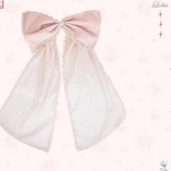 Mademoiselle Pearl~Rose Garden~Elegant Lolita Pink Headdress trailing  