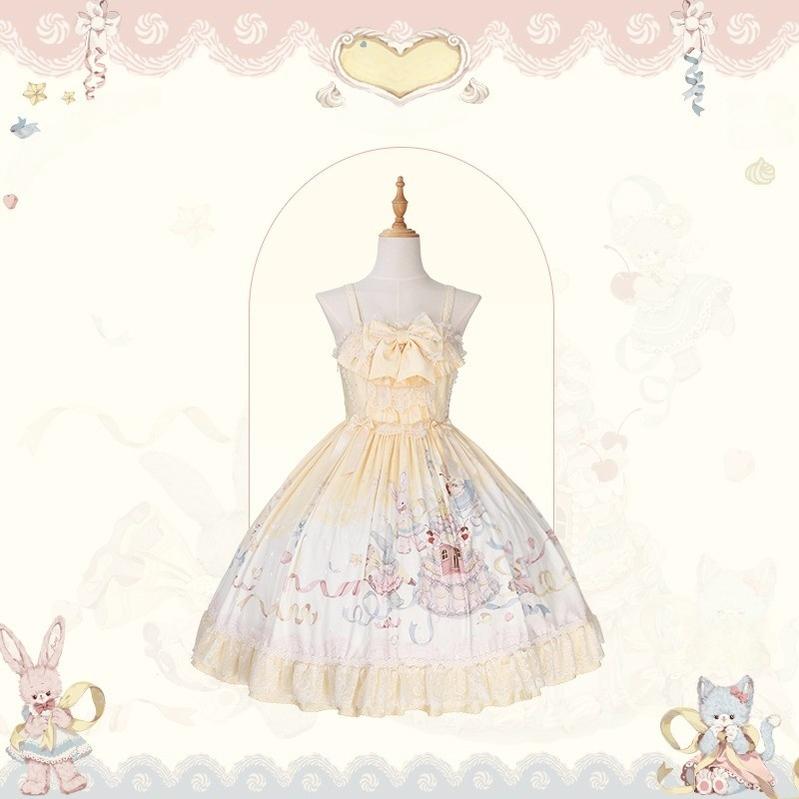 Mademoiselle Pearl~Wedding Cake~Sweet Lolita Dress Suit Printed JSK (L M S XL XS) 41400:695318