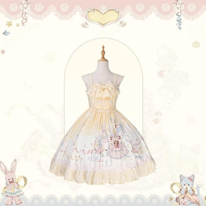 Mademoiselle Pearl~Wedding Cake~Sweet Lolita Dress Suit Printed JSK (L M S XL XS) 41400:695318