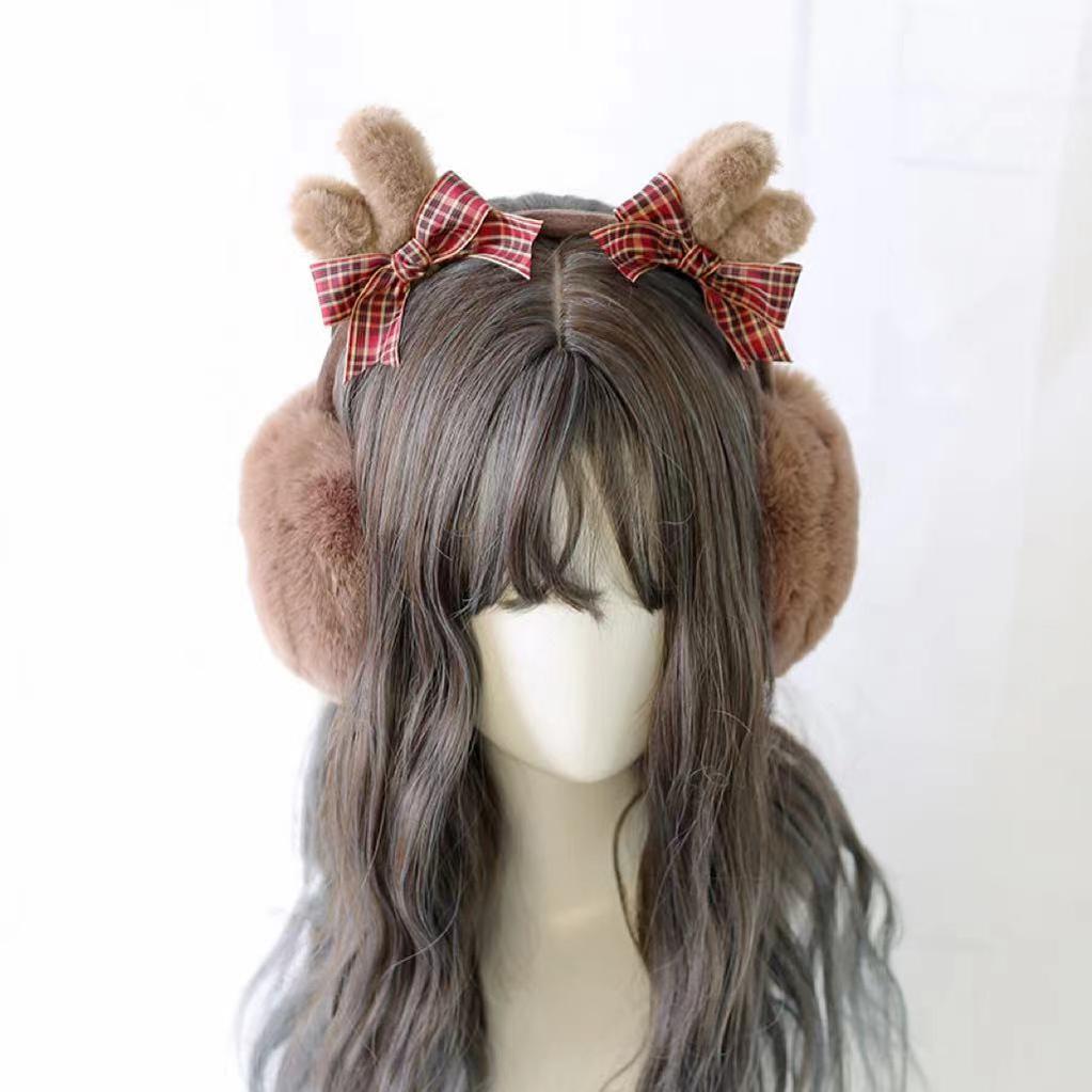 Xiaogui - Christmas Lolita Earmuffs Antlers Ear Protectors Winter Earflap