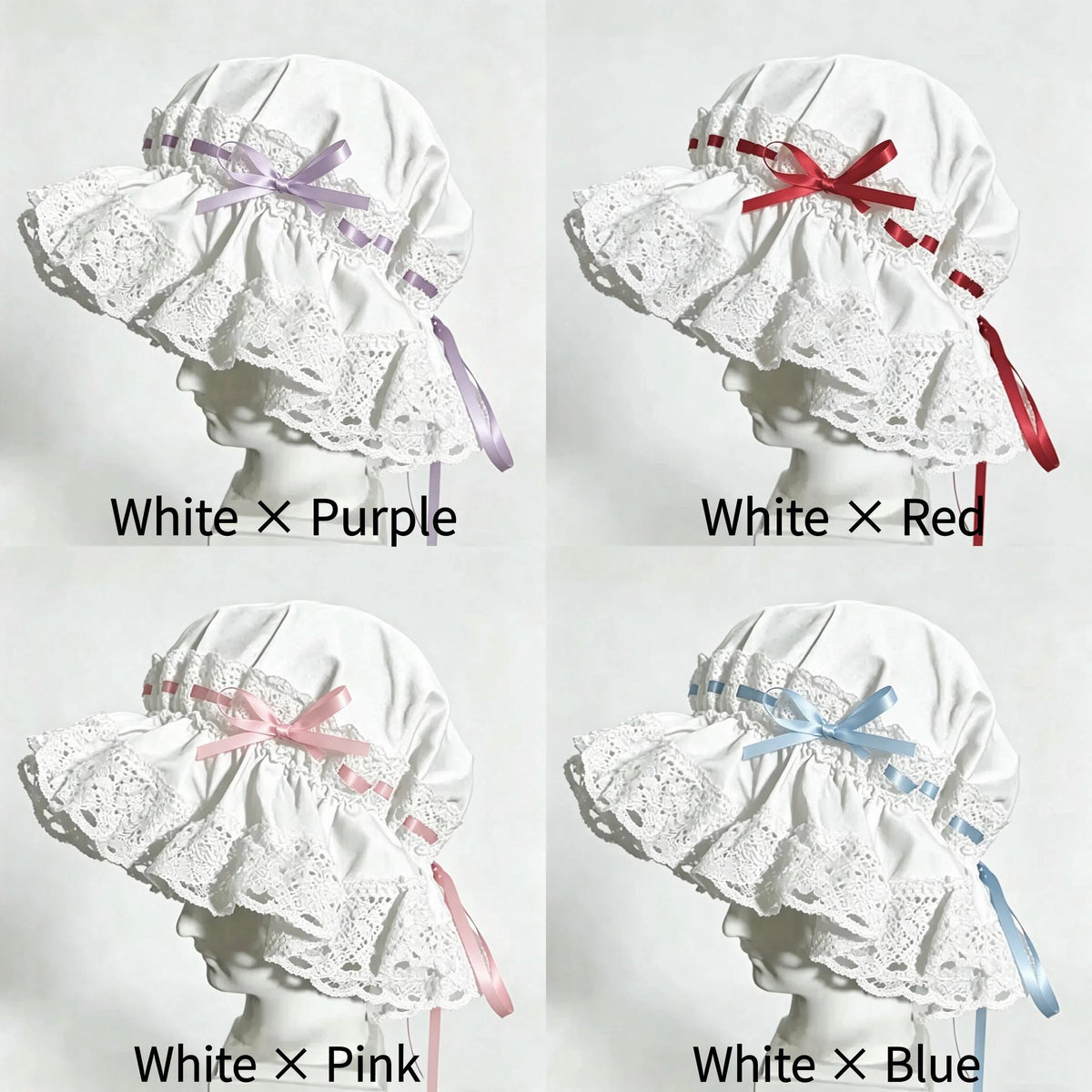 Old School Lolita Bonnet, Lace Ruffles 46085:874276