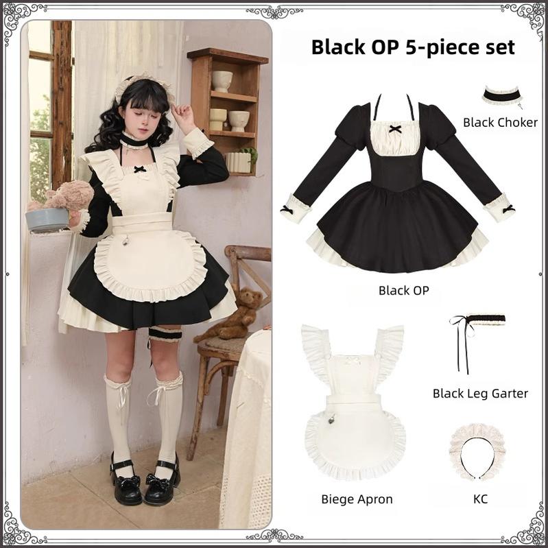 With PUJI - Suki - Maid Lolita OP Set, Detachable Apron, Juliet Sleeve (L M S) 44273:802763