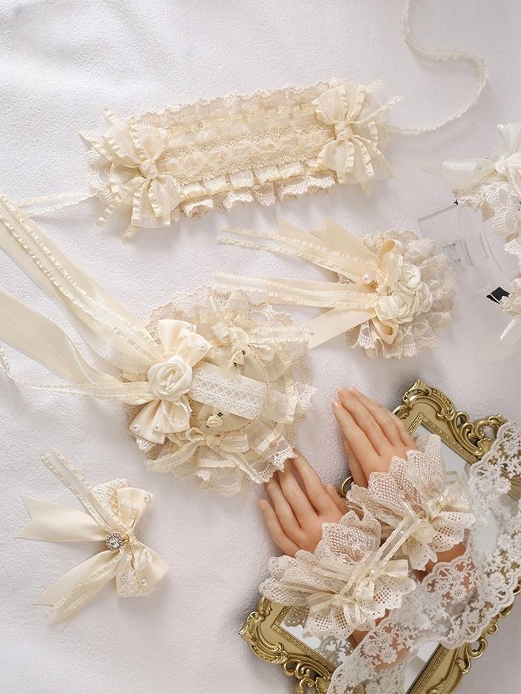 Xiaogui - Lace Lolita Headdress Set With Bow/Ruffle Details