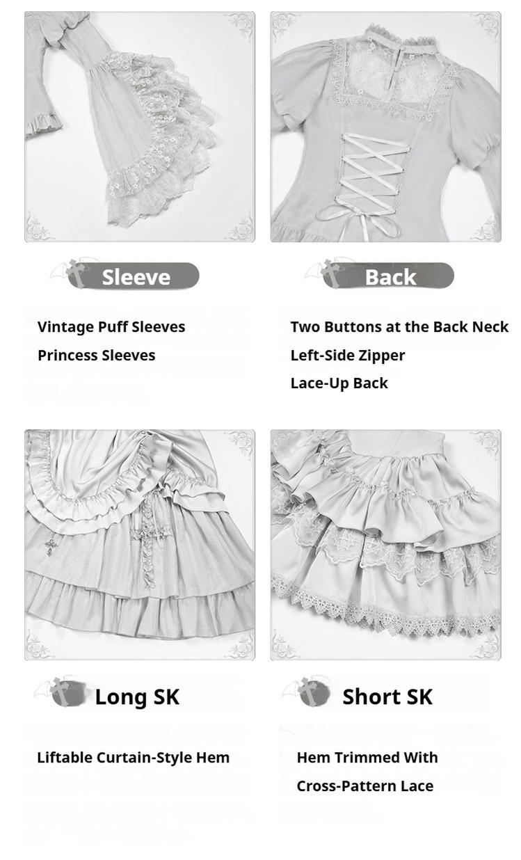With PUJI - Letter and Poetry · Humanoid Robot - Silver Gothic Lolita Mermaid Skirt Set 43861:787596
