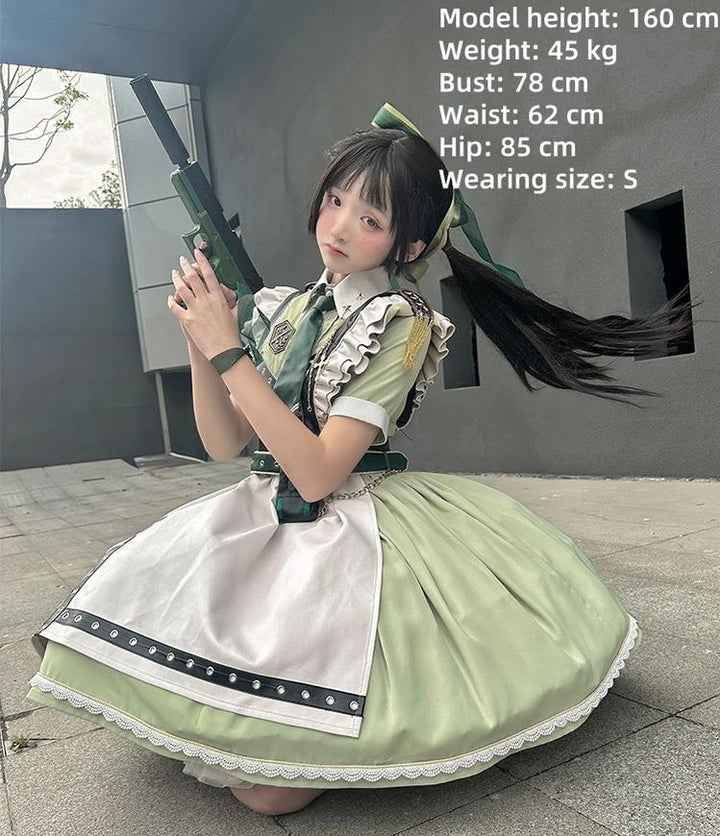 Forest Fluorescent Carps~Girl's Weapon~Military-Inspired Maid Lolita OP Suit