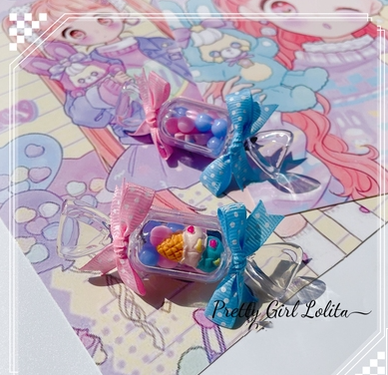 Pretty Girl Lolita~Sweet Lolita Pink-blue Accessories a pair of candy hair pins  
