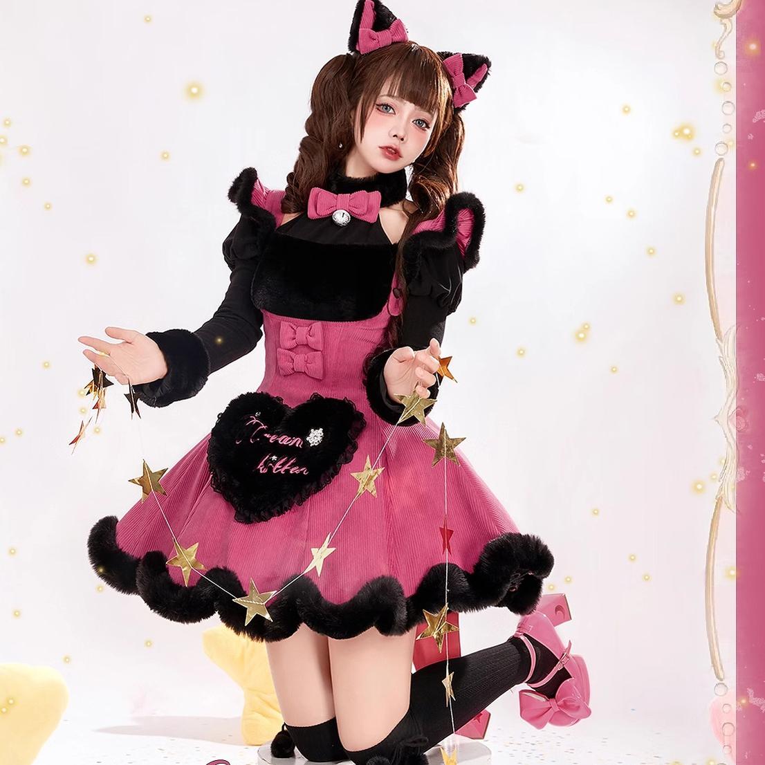 (BFM)Tan Tuan~Wish Cat~Sweet Lolita Shirt Fur Collar Knitted Blouse   