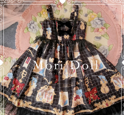 Mori Doll~Artist~Sweet Bow Pattern Print JSK Multicolors S black JSK+a side clip 