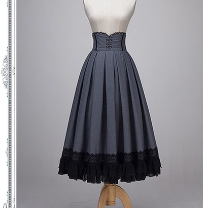JS Lolita~Christmas Concerto~Christmas Elegant Lolita Skirt Multicolors gray stripe  (long type) S 