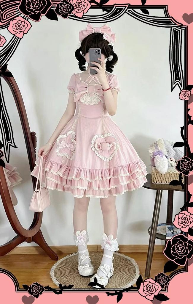Muse Fufu - Plus Size Sweet Lolita OP Dress, Heart Appliques 45977:870234