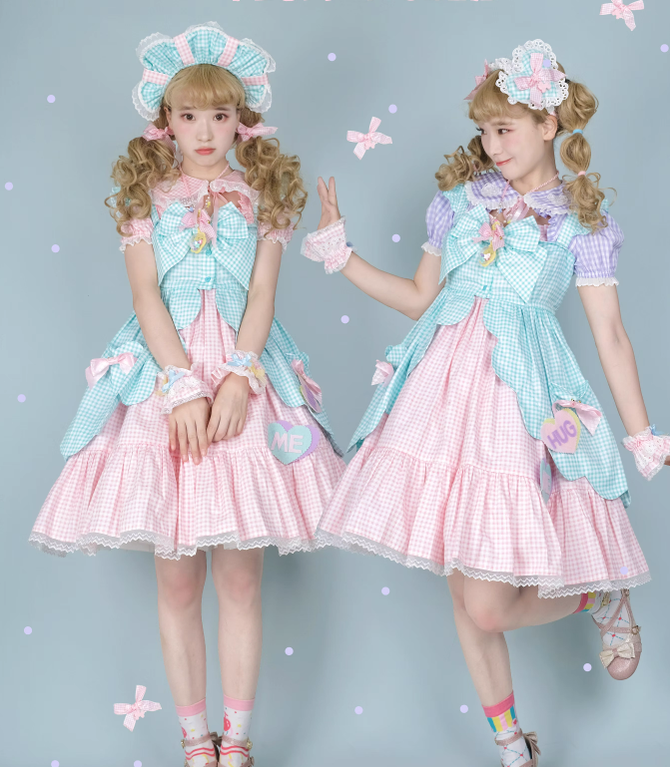 Fluff Mollie - Sweet Lolita Plaid Heart Shaped KC Multicolor