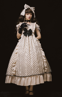 CR Cat Romance~Coconut Milk Boo Boo~Elegant Lolita Polka Dot OP   