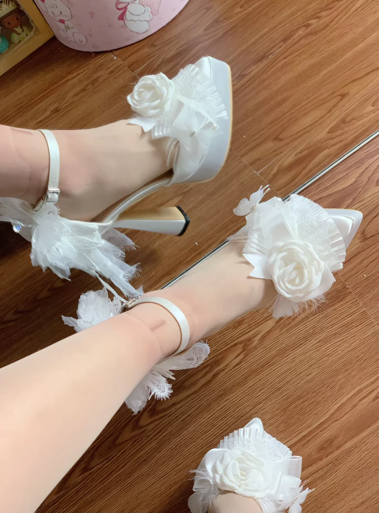 Feather Spirit - Classic Lolita Heel Shoes, Feather Decoration 44798:823038