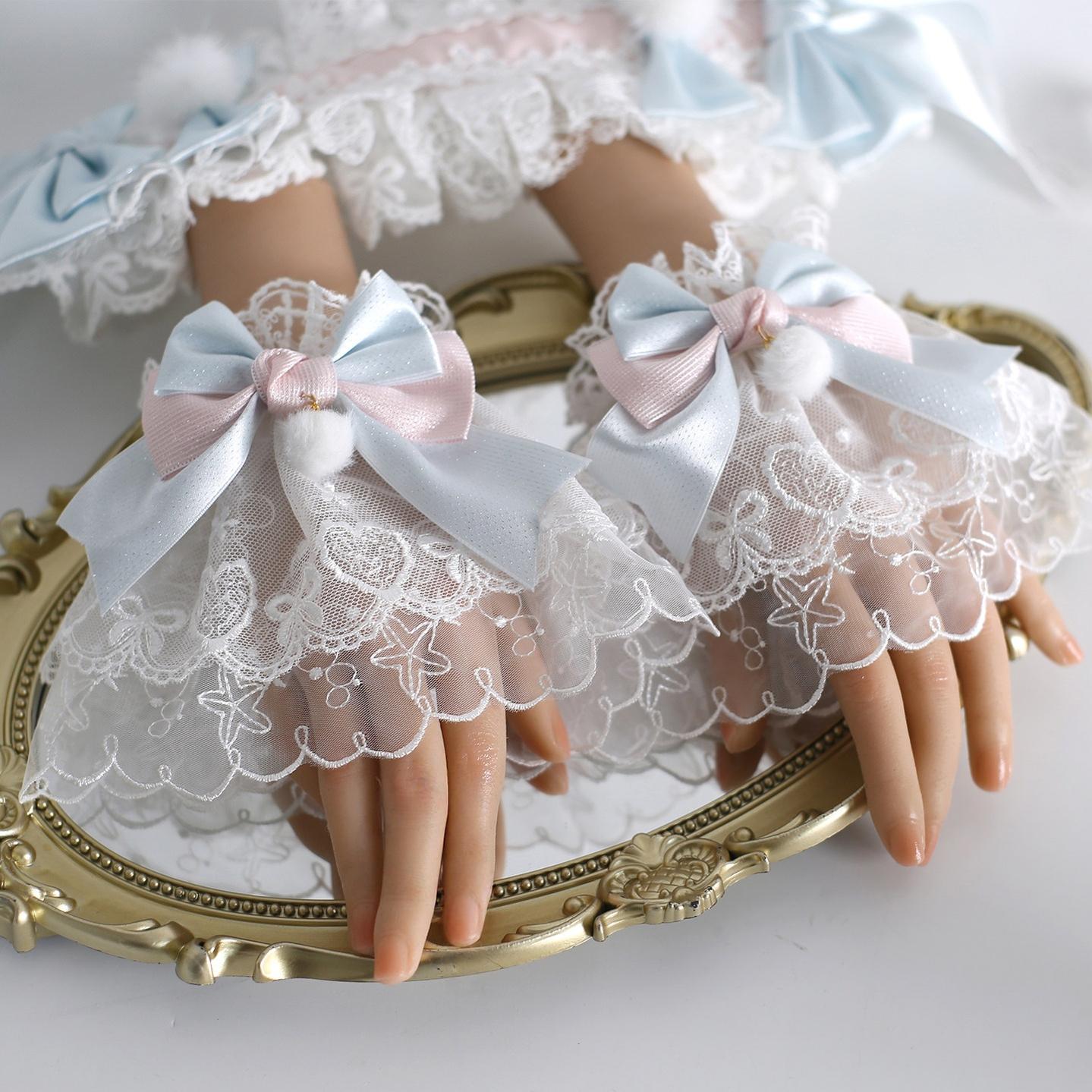 Lolita Headdress, Bunny Ear KC, Embroidered Lace A pair of sleeves