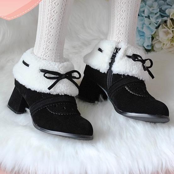 Spring Day Lolita~Sweet Lolita Women's Ankle Boots Multicolors black winter style [velvet lining] 36 