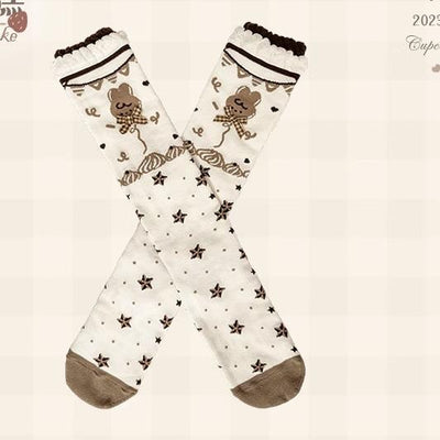 Flower and Pearl Box~Chocolate Cake~Kawaii Lolita Socks free size chocolate and bunny calf socks 