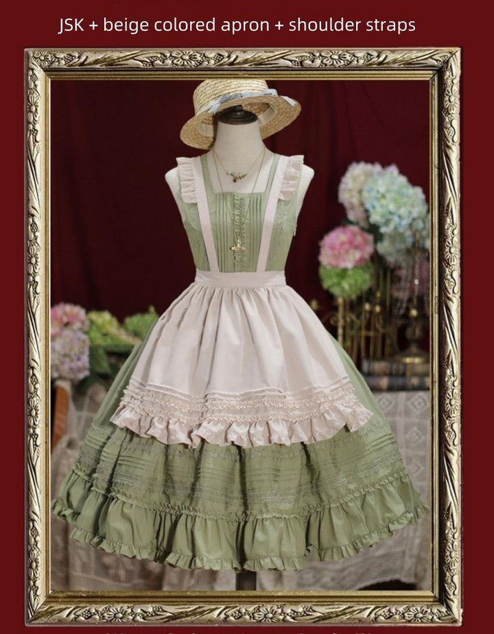 Tiny Garden~Nocturne Reminiscence~Elegant Lolita JSK Dress Multi-Wear Apron Dress Set   