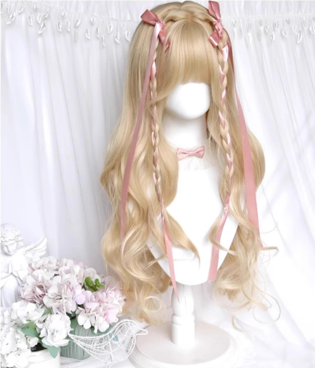 Sinwavy~Elegant Lolita Platinum Wig Long Curly Layered Wig   