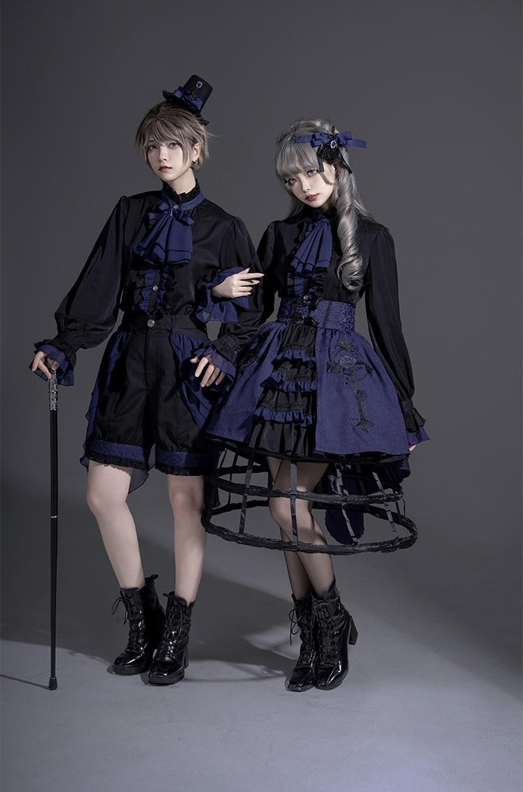 (BFM)CastleToo~Evil Twins~Ouji Lolita Dress Lolita Vest Shirt Shorts Skirt Set