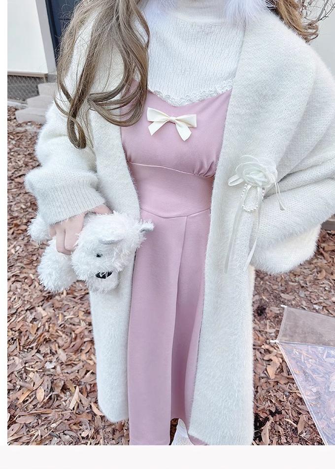 Yingtang~Sweet Lolita Coat Plus Size Lolita Dress Set XL apricot-white cardigan 