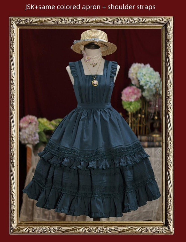 Tiny Garden~Nocturne Reminiscence~Elegant Lolita JSK Dress Multi-Wear Apron Dress Set   