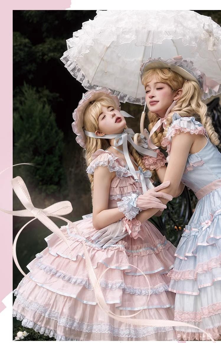 The Seventh Doll - Summer Evening Banquet - Sweet Lolita JSK with Tiered Ruffle Design and Hat 42722:750909