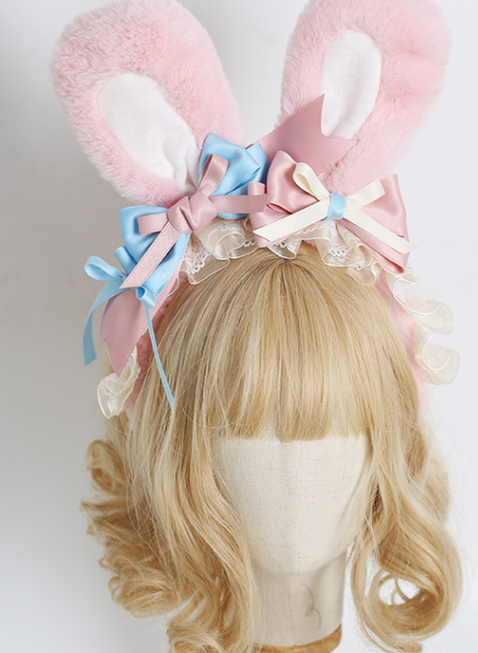 Xiaogui~Lolita Cute Bow Rabbit Ears Toy Hair Clip   