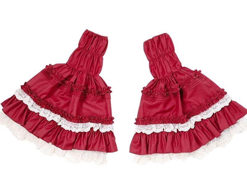 JND Lolita~Holy Gospel~Tri-color Maid Lolita OP Dress Suit Red Princess Sleeves XS 