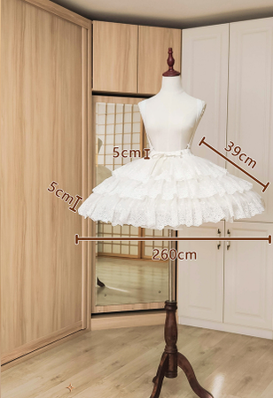 Sentaro~Elegant Lolita A-line Fish-bon Adjustable Tiered Skirt number 1(first-third layers)+a storage bag frost sugar plus(plus size) white