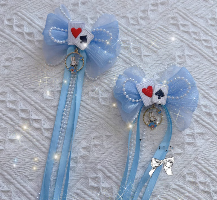 Pretty Girl Lolita~Sweet Lolita Head Accessory Handmade Hairpin a pair of ribbon hair pins  
