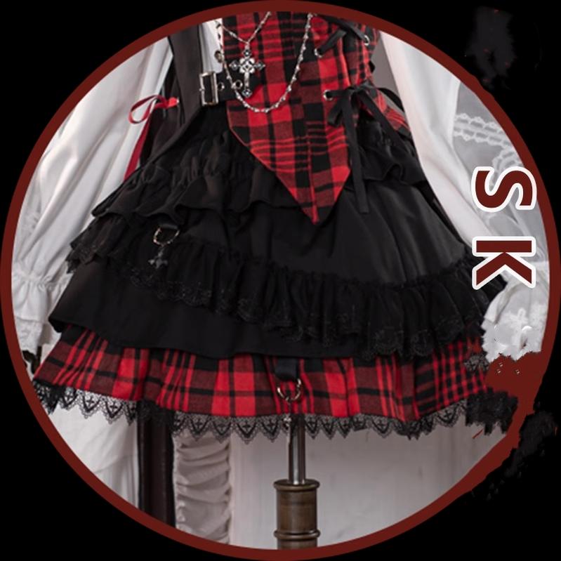 OCELOT~Kalila~Punk Lolita Dress Set Plaid Shorts Set S Red and Black Plaid Skirt Only 