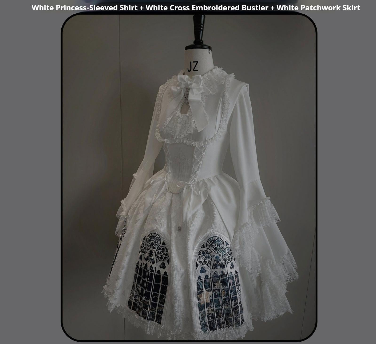 Susin Lolita - Night Traveler - Gothic Lolita Skirt Outfit Long Coat Shirt and Bustier Set 42118:727567