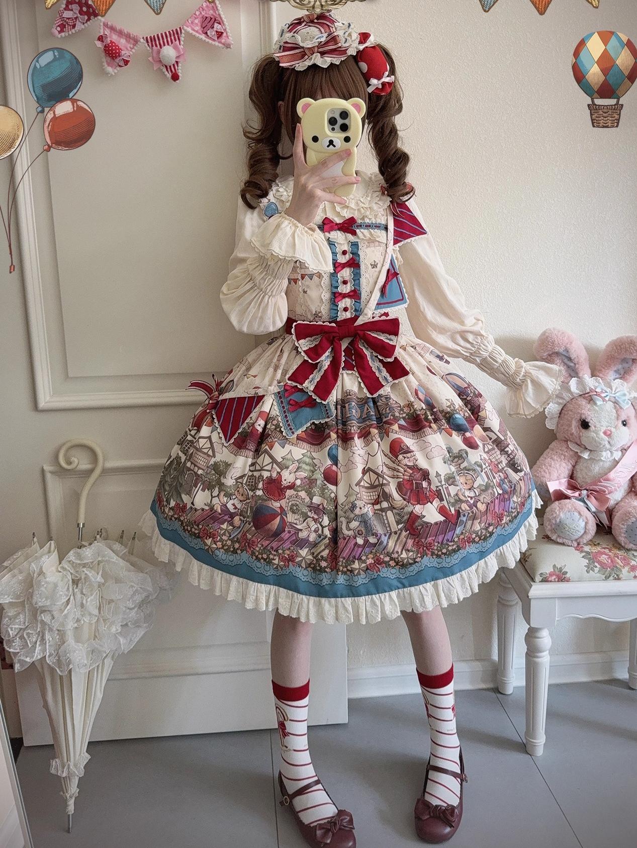 Urtto - Flower Street Parade - Kawaii Lolita JSK Dress, Circus Print