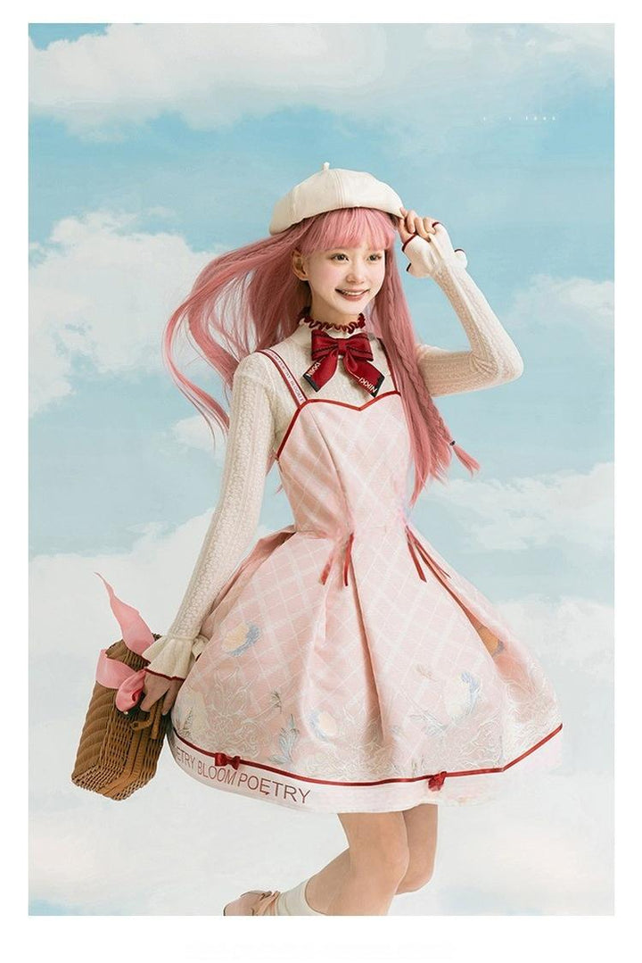 Nikki Tomorrow~Poetic Bloom~Pink Sweet Lolita JSK Dress and Sweater