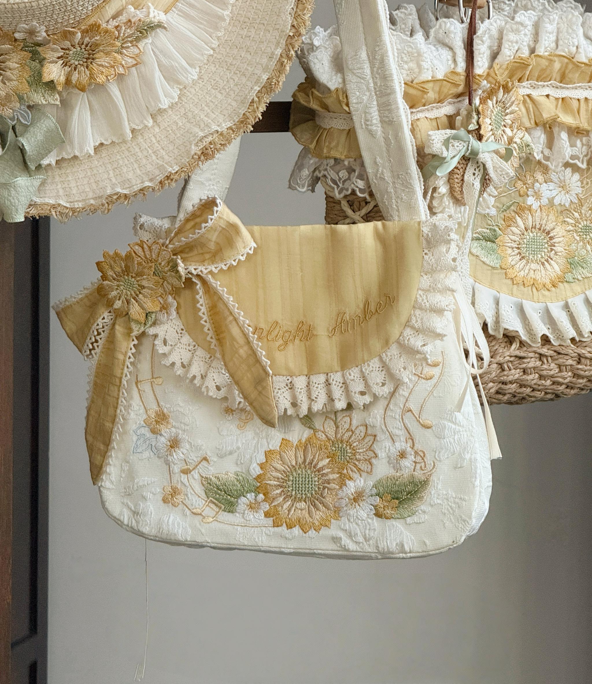 Moonlight Amber - Sunflower - Country Lolita Accessories Cloth Bag One Size