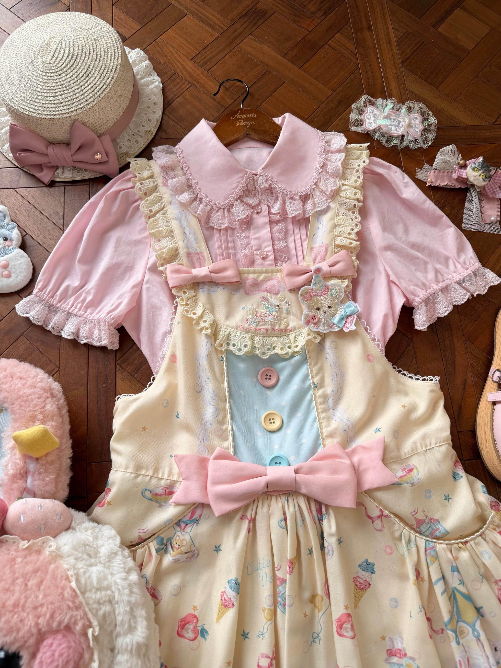 Sugar Heart Rose - Old School Lolita Cotton Blouse with Ruffles