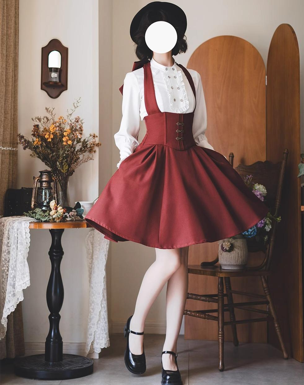 Forest Wardrobe - Vintage Lolita Fishbone Halter SK, Autumn Jacket 39620:634348