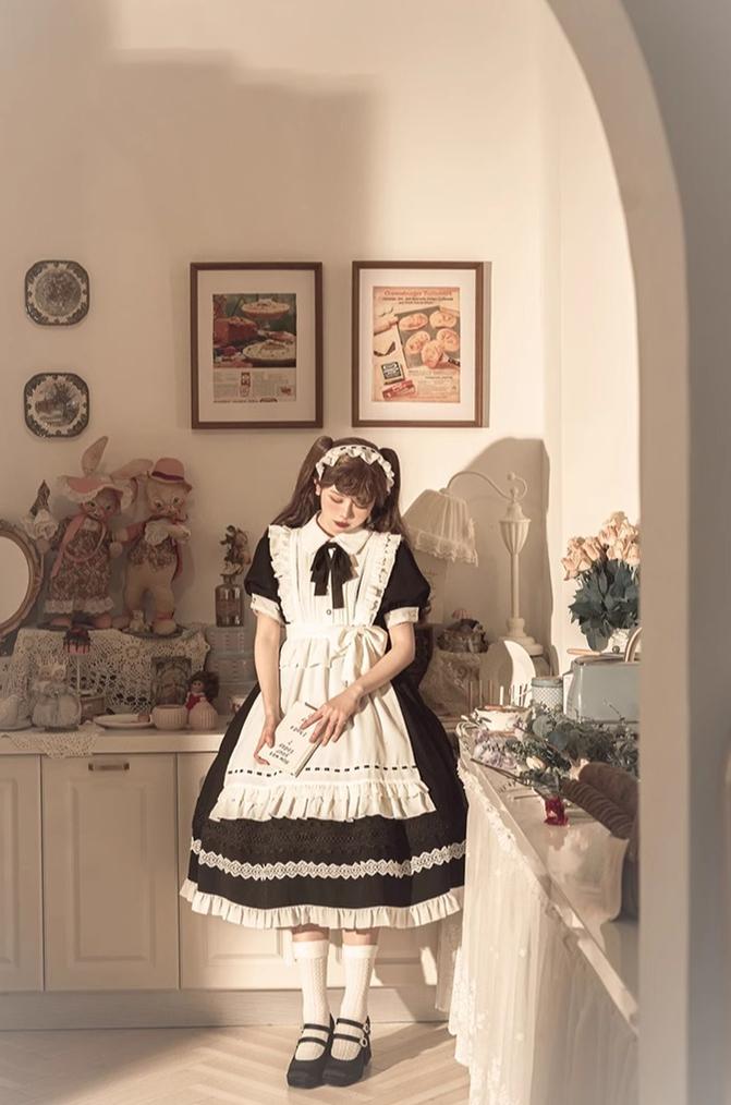 Sweet Date~Halloween Gothic Lolita OP Maid Lolita Dress Elegant Lolita OP   