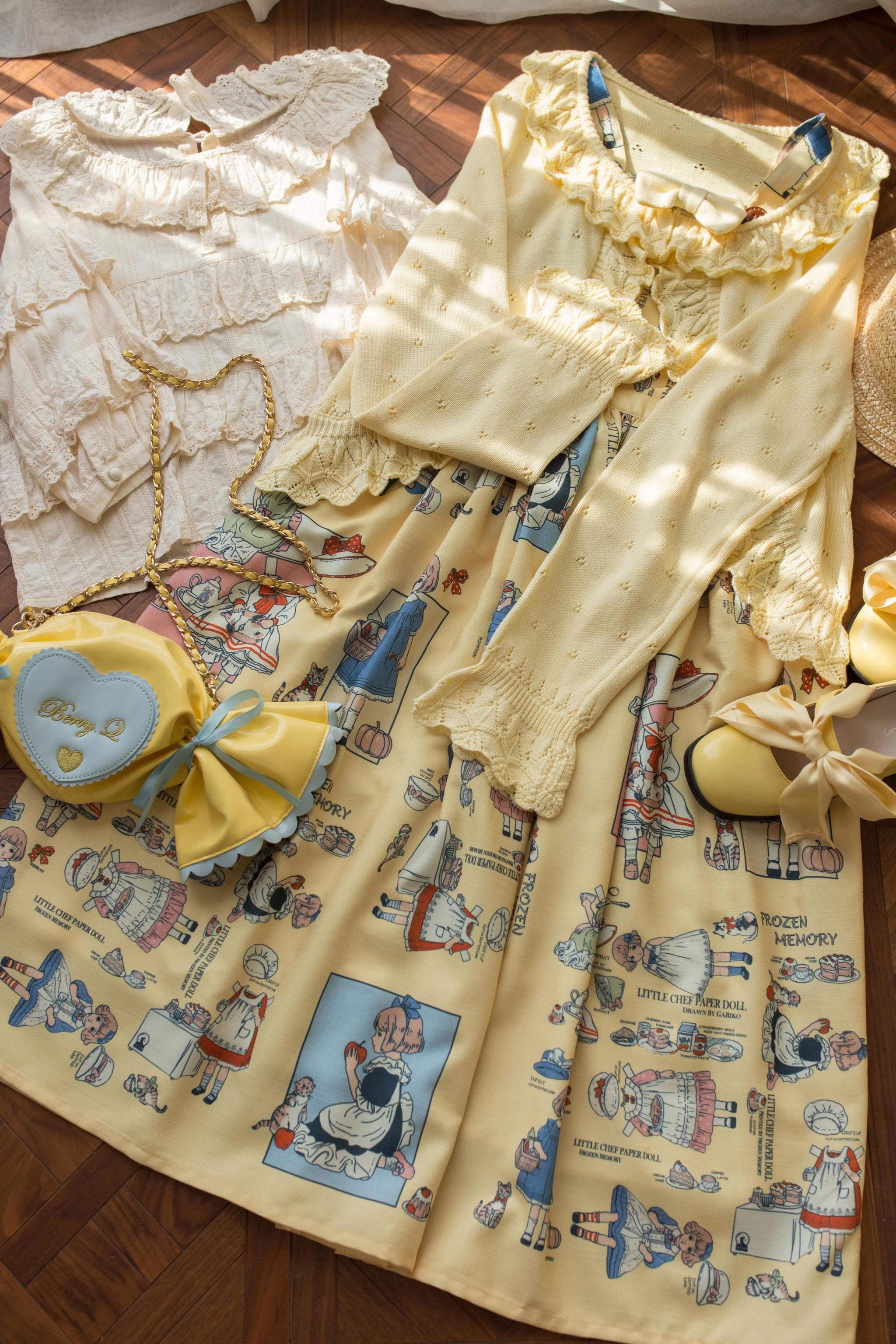 MIST - Nainai - Vintage Lolita Knitted Cardigan Chick Yellow S