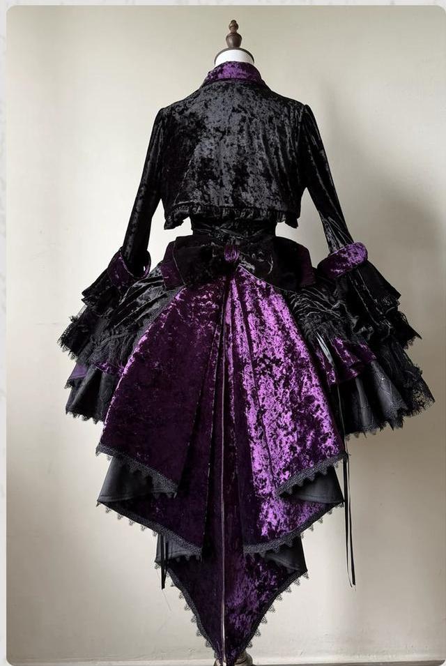 Dark Raven Poem - Gothic Lolita JSK & Bolero Dress Set, Diamond Velvet (Purple / L M S XL) 45967:869843