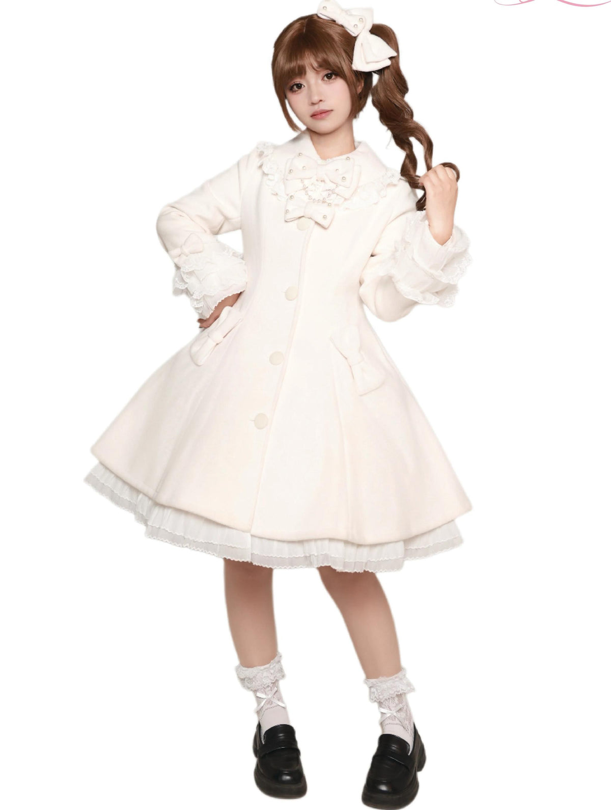 Lace Heart-Knot - Winter Sweet Lolita Lace Cape Coat, A-line Fit