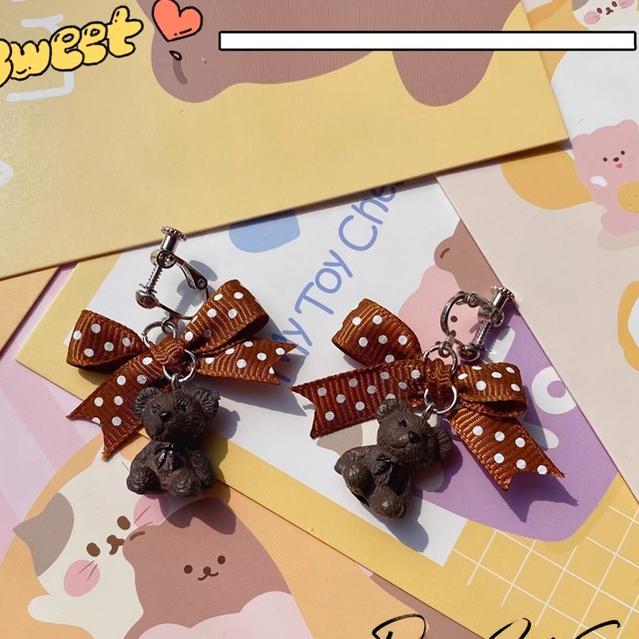 Pretty Girl Lolita~Sweet Lolita Chocolate and Bear Hair Accessories a pair of earrings  