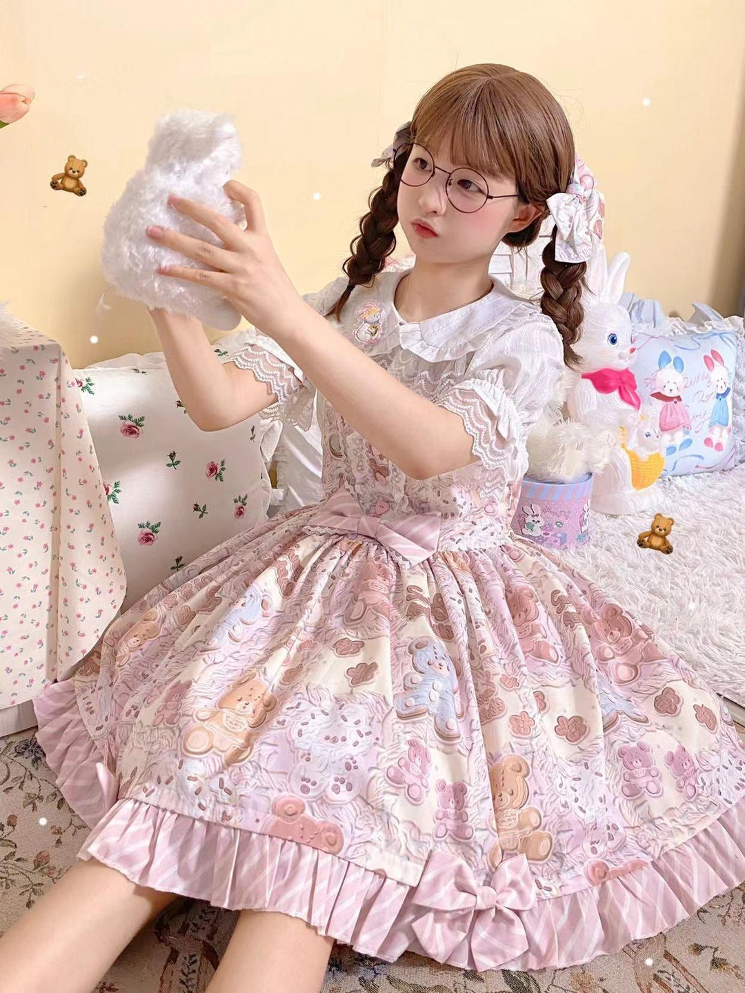 Akiyama Future Studio~Kawaii Little Bear Lolita Salopette Daily Lolita JSK