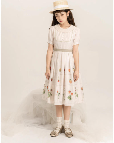 MOU~Moumier&Raspberry~Daily Lolita Dress Beige Short-Sleeve OP   