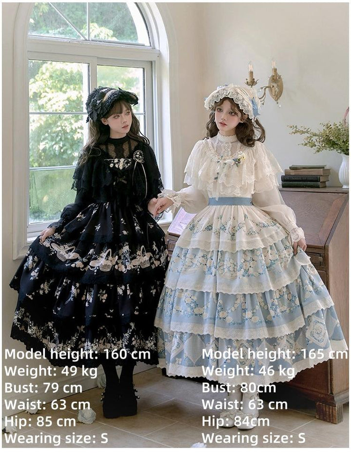 With PUJI~Letter and Poetry~Classic Lolita JSK Suit Four-tiered Twins Dress