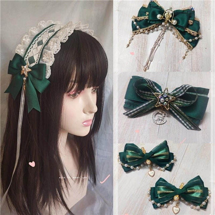 MoXiaoqing Handmade~Elegant Lolita HeaddressDark Green Butterfly Hair Accessory Choker   