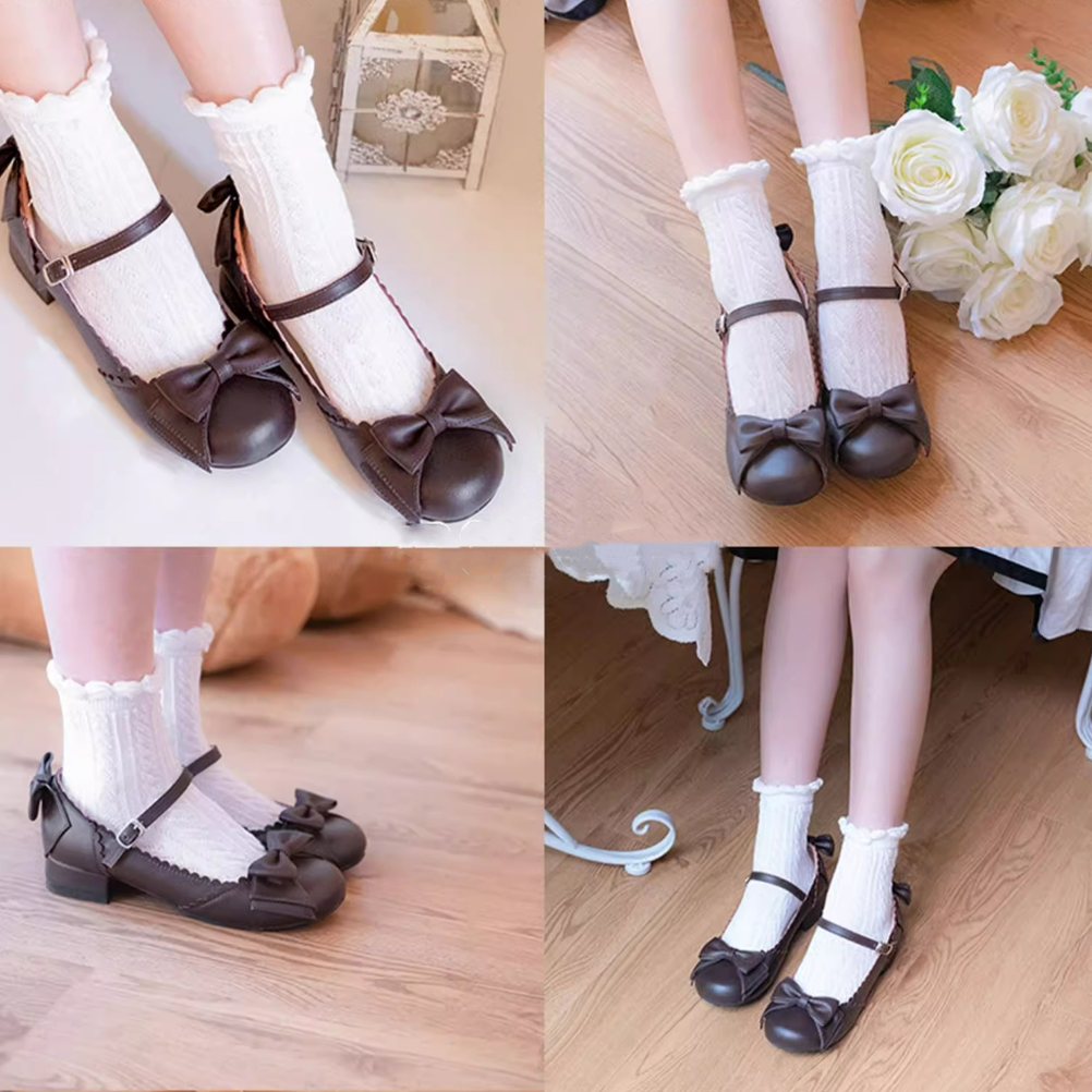 Sosic~Round Toe Lolita Shoes Sweet Bow Design Size 33-41 4592:578972