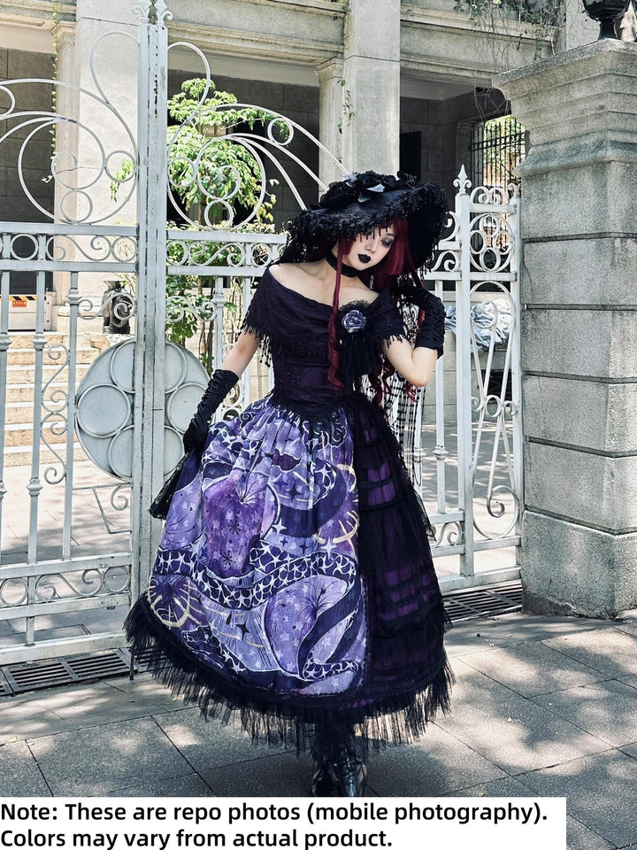 Krncrlo~Laocoon~Gothic Lolita SK Suit With Purple Snake & Apple Print 43289:772520