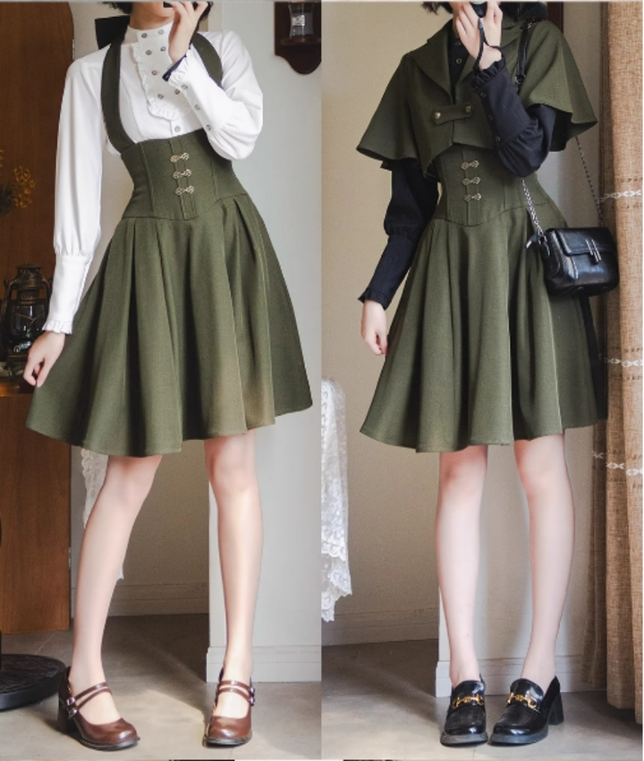 Forest Wardrobe~Vintage Lolita Skirt Fishbone Halter SK Autumn Jacket   