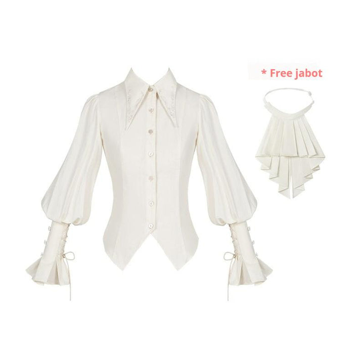 With PUJI~Ouji Lolita Shirt Bust-supporting JSK Dress S Shirt with Jabot 